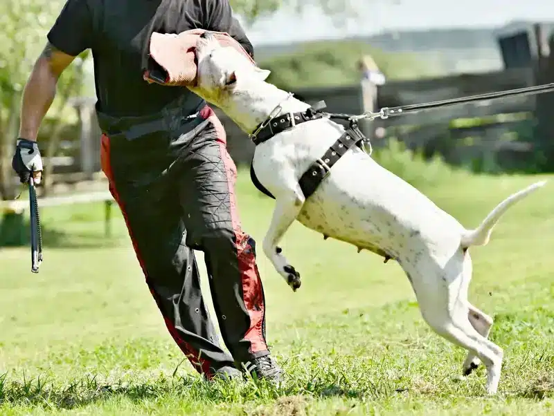 Best Dogo Argentino breeders – man playing with puppy